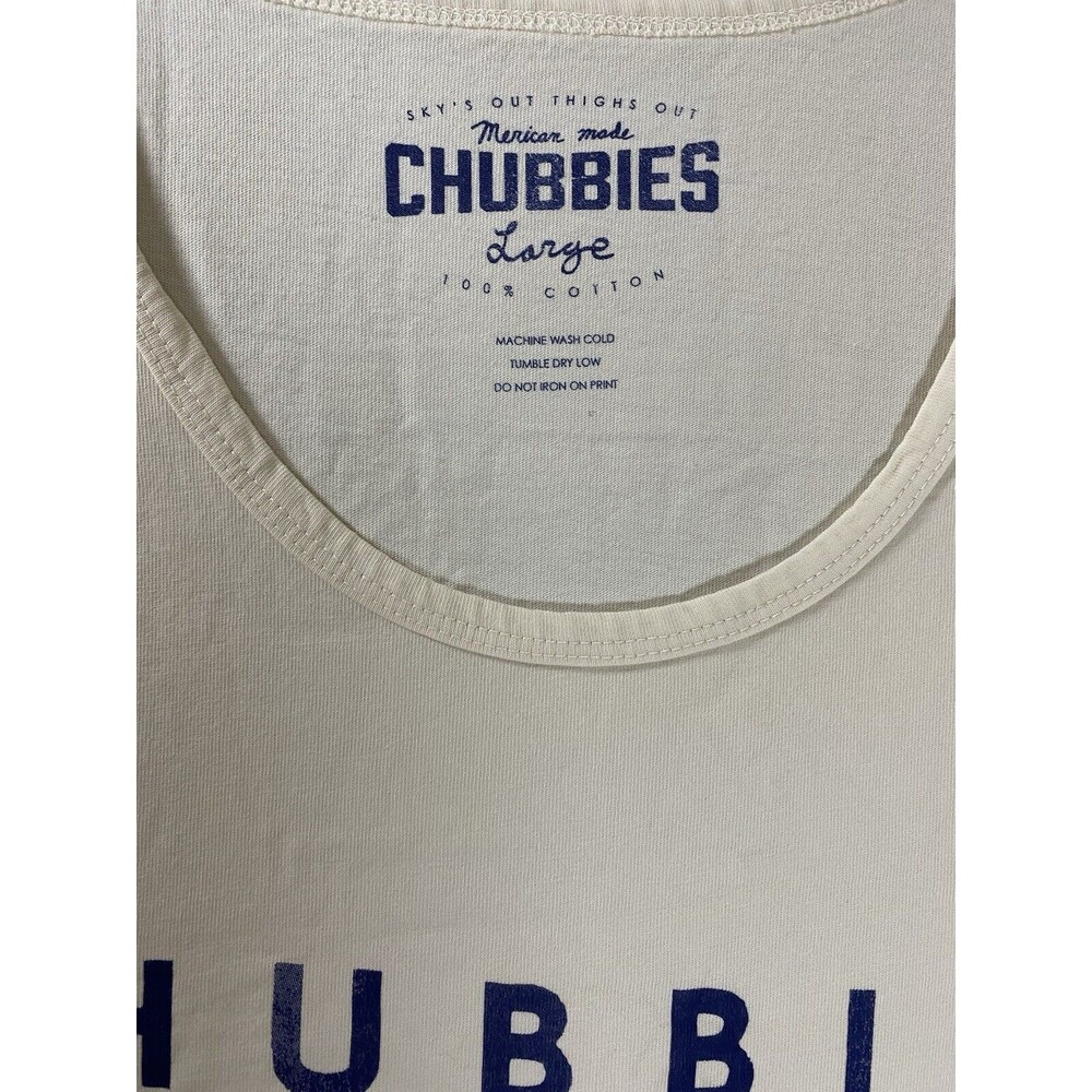 Chubbies Tank Top Mens Large Ivory 4th‎ Of July Cotton Scoop Neck Pullover Booty - Picture 3 of 6